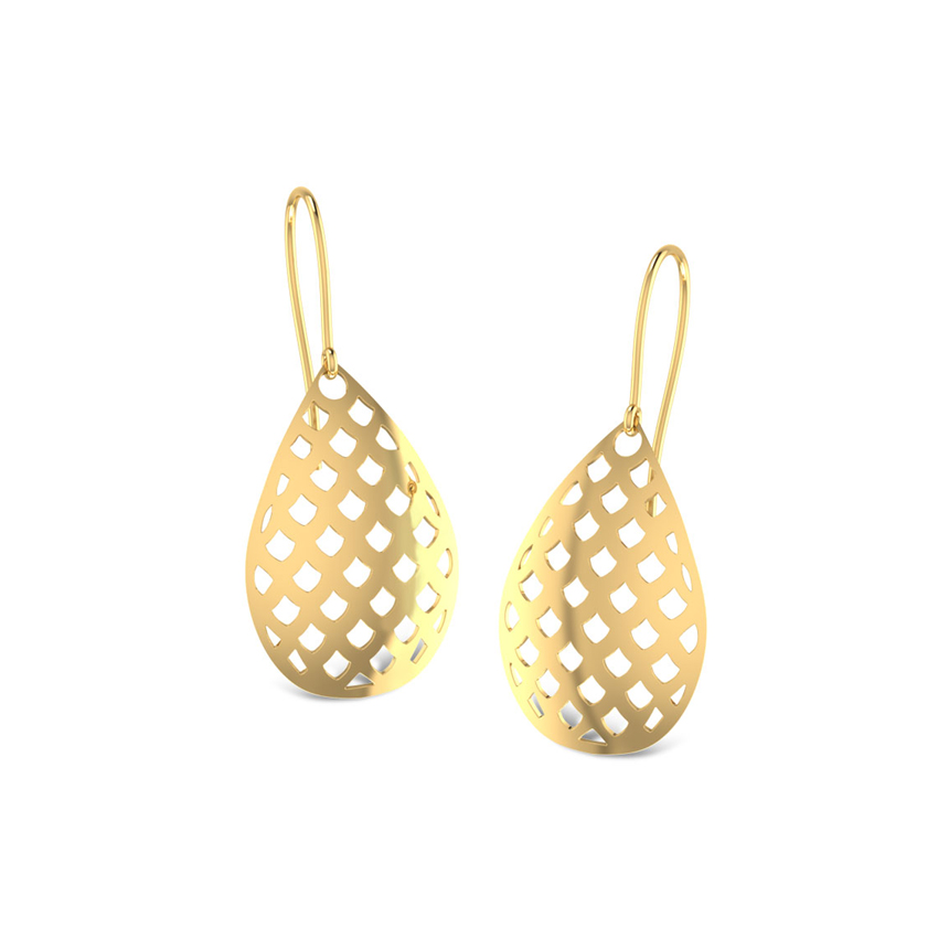 Gold Earrings 18 Karat Yellow Gold Elyse Cutout Gold Drop Earrings