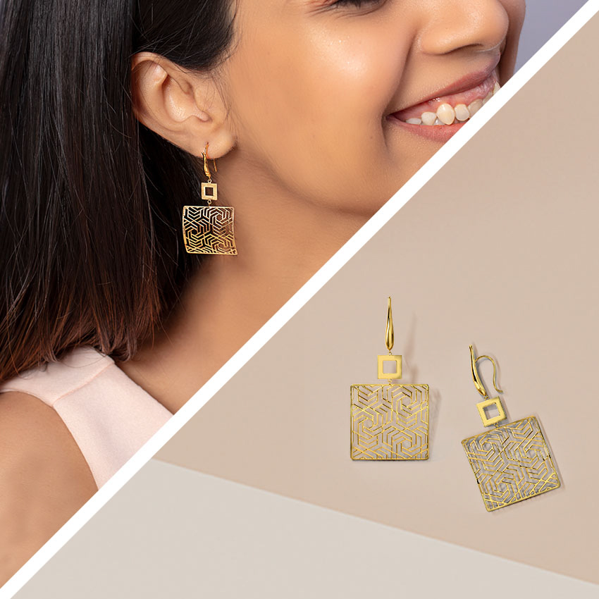 Deena Cutout Drop Gold Earrings Deena Cutout Drop Gold Earrings