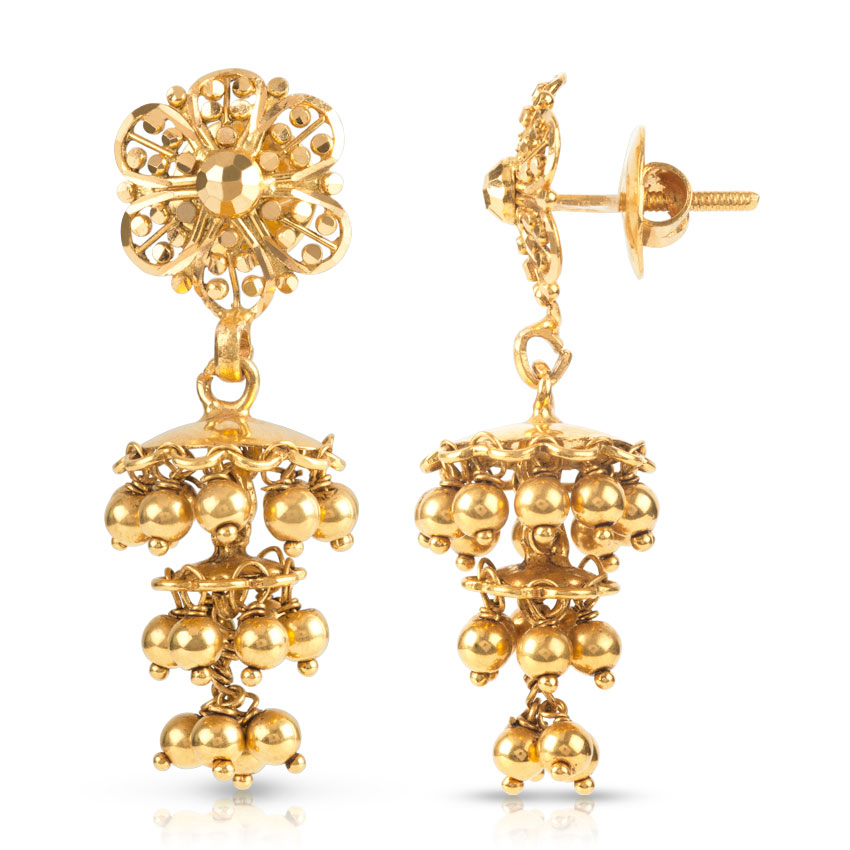Gold Earrings 22 Karat Yellow Gold The Temple Bell Earrings