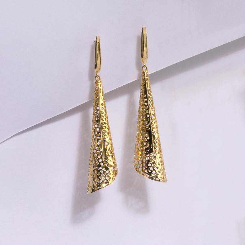 Peach Ruffle Drop Earrings