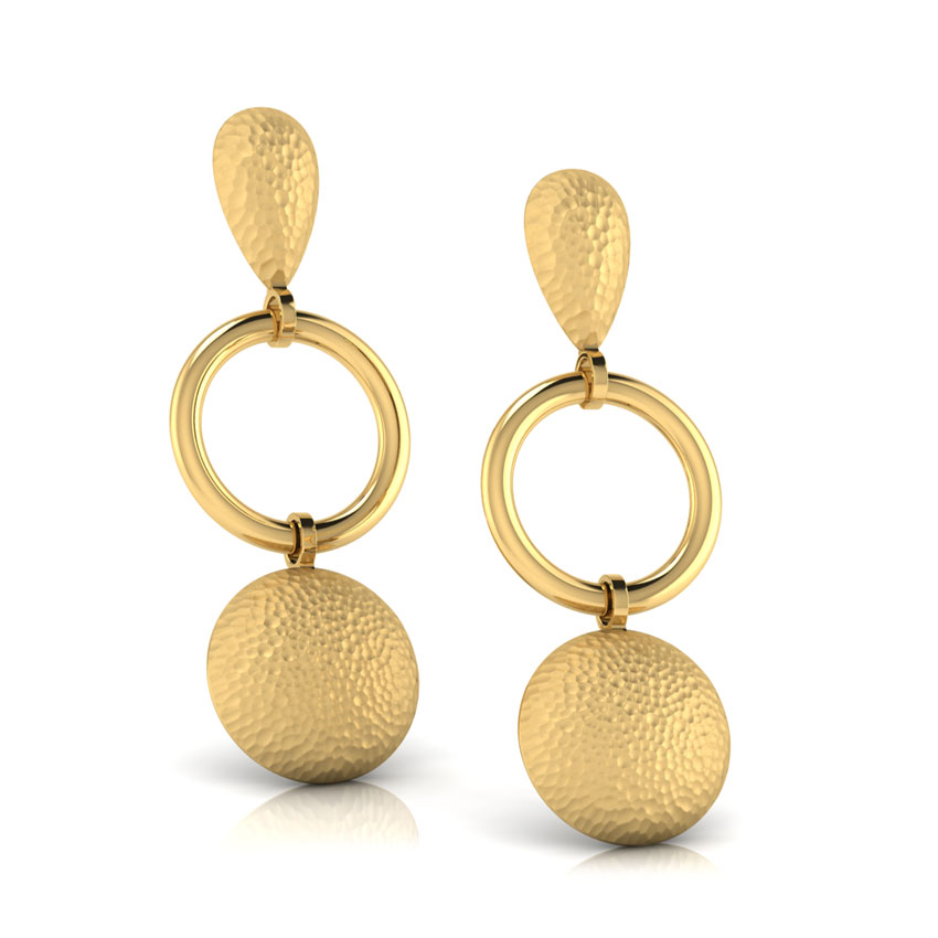 Gold Earrings 18 Karat Yellow Gold Connie Hammered Gold Drop Earrings