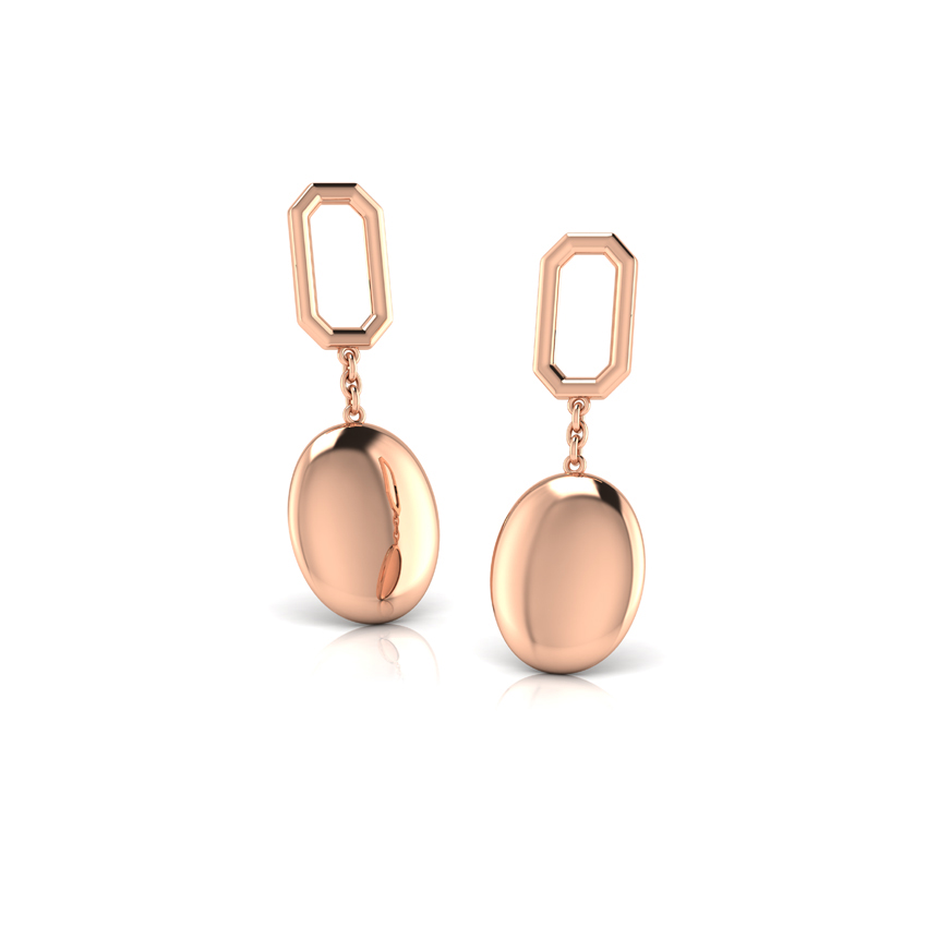 Gold Earrings 18 Karat Rose Gold Idena Geometric Gold Drop Earrings