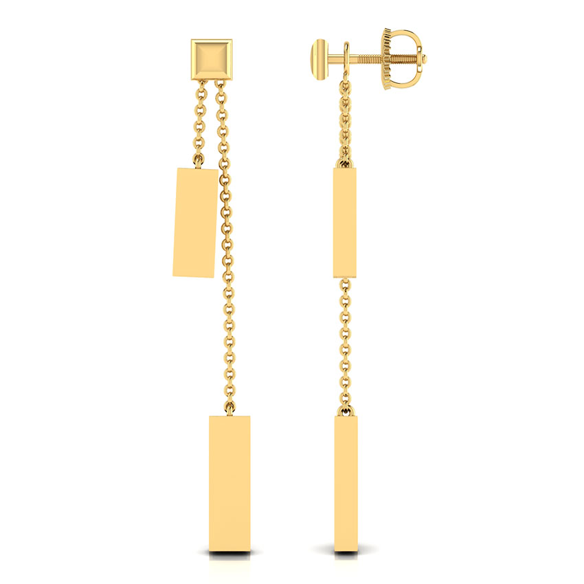 Gold Earrings 18 Karat Yellow Gold Fuchsia Geometric Sui Dhaga