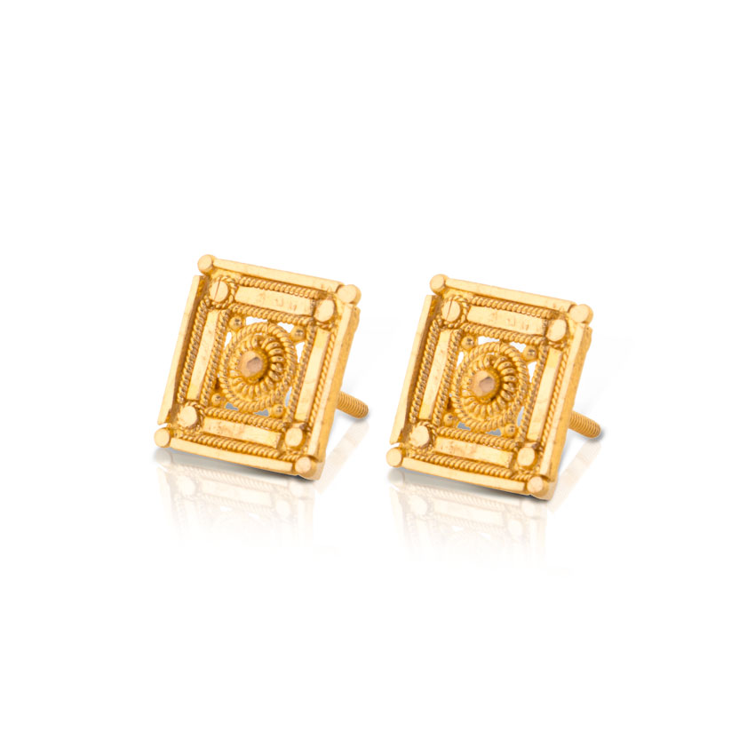 Eisha Cubed Gold Stud Earrings