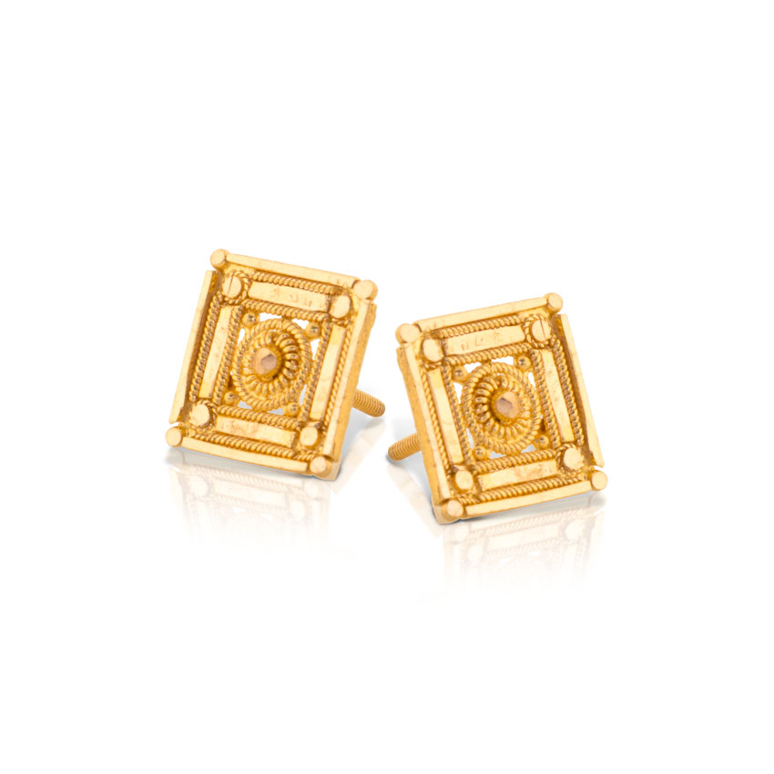 Eisha Cubed Gold Stud Earrings