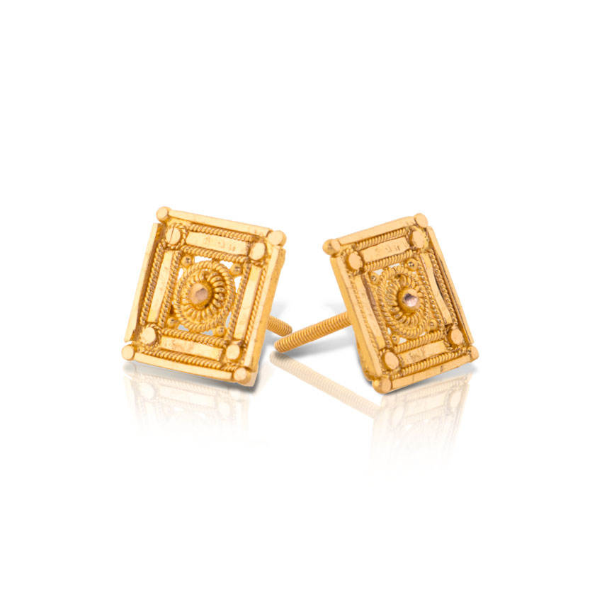 Eisha Cubed Gold Stud Earrings