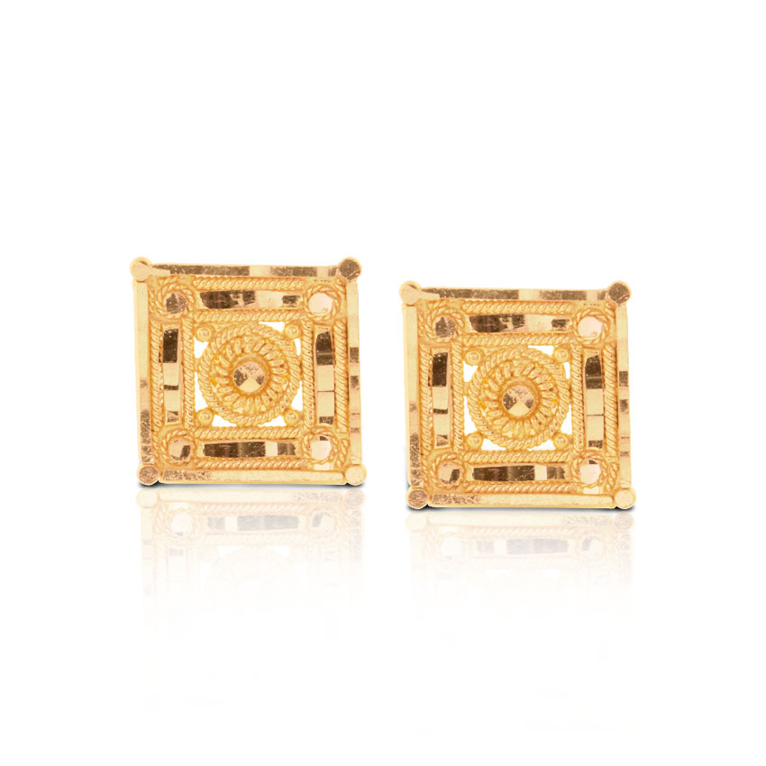 Eisha Cubed Gold Stud Earrings