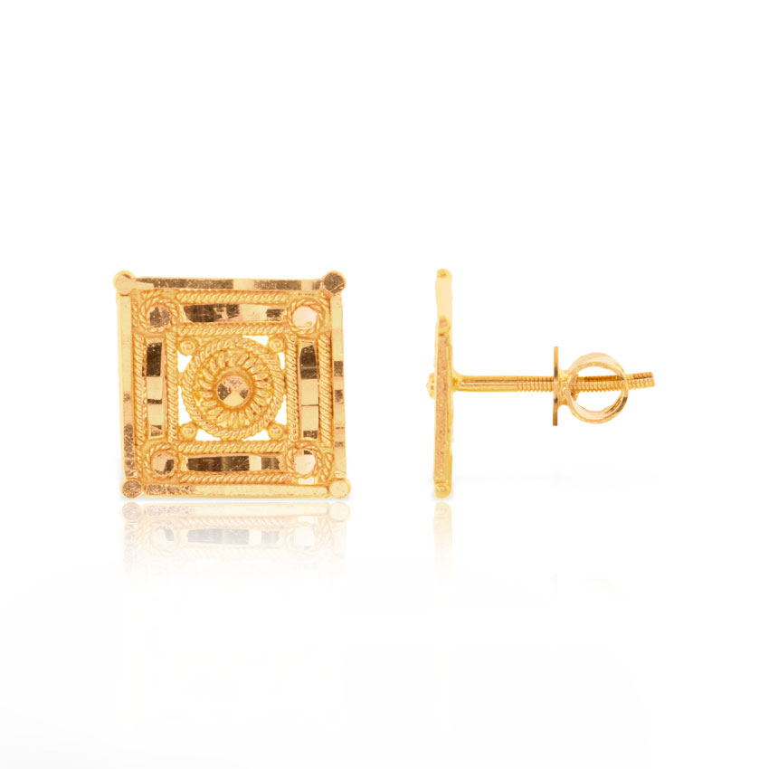Eisha Cubed Gold Stud Earrings