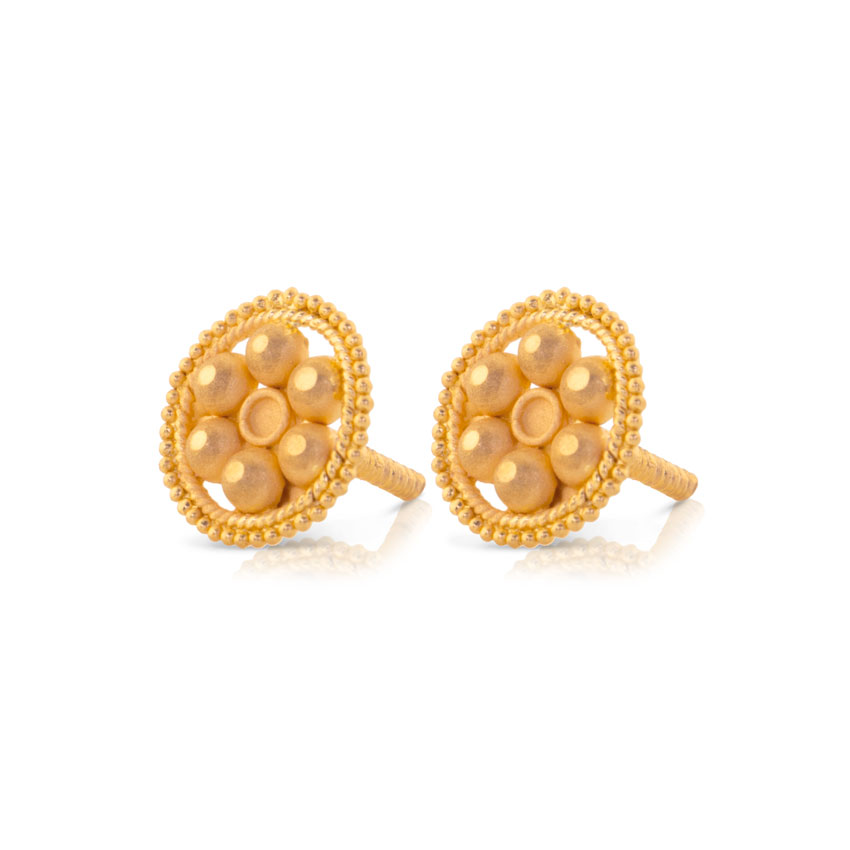 Aeny Granulated Gold Stud Earrings