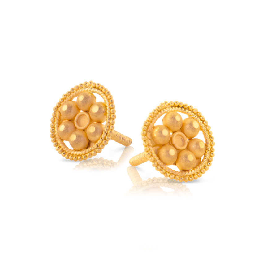 Aeny Granulated Gold Stud Earrings