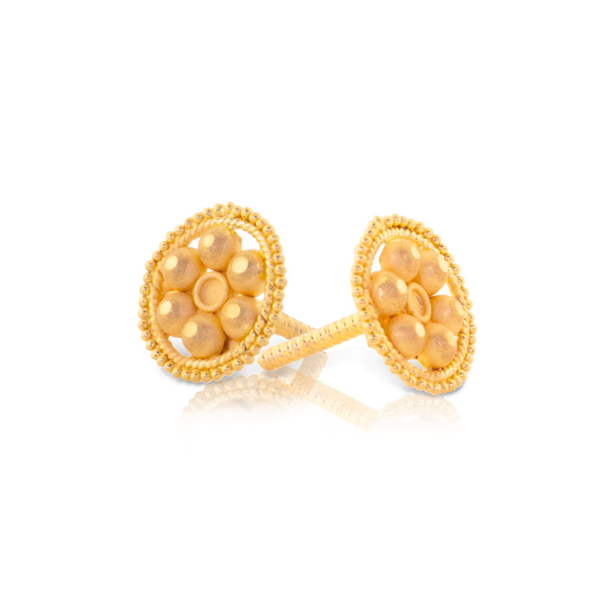 Aeny Granulated Gold Stud Earrings