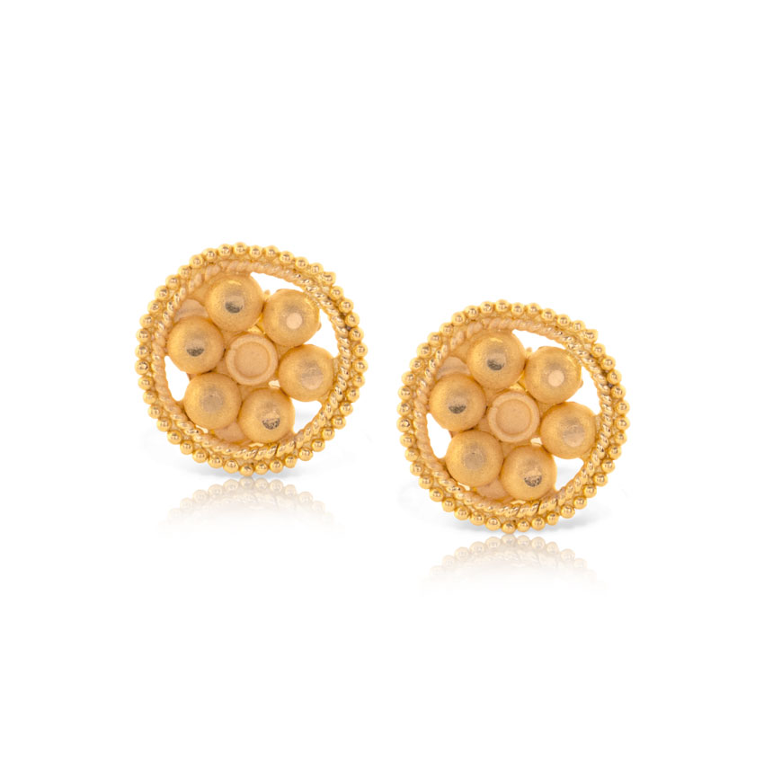 Aeny Granulated Gold Stud Earrings