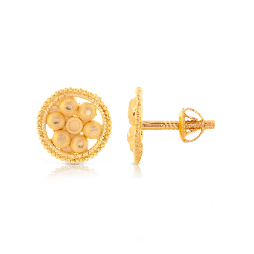 Aeny Granulated Gold Stud Earrings