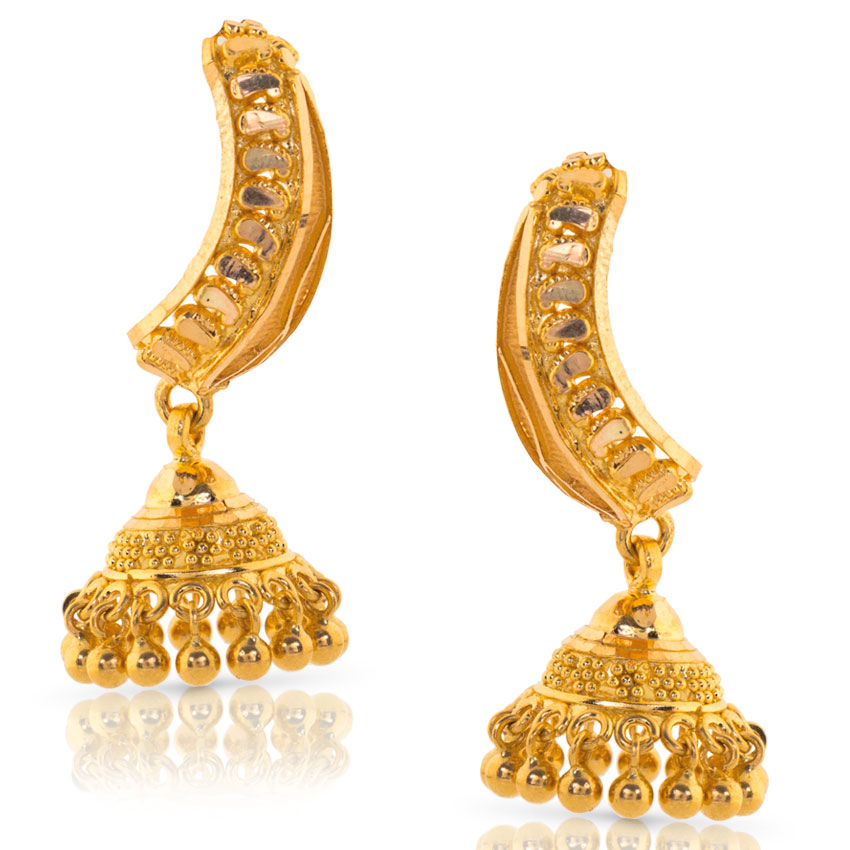 Jeel Beaded Gold Jhumkas Jeel Beaded Gold Jhumkas