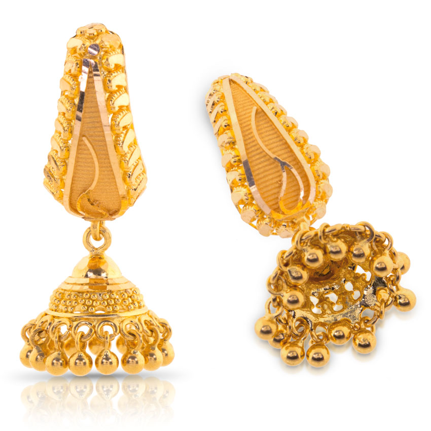 Jeel Beaded Gold Jhumkas Jeel Beaded Gold Jhumkas