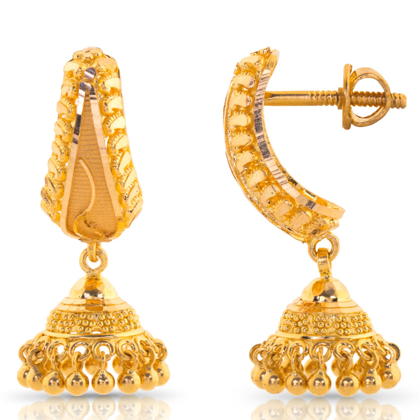 Jeel Beaded Gold Jhumkas Jeel Beaded Gold Jhumkas