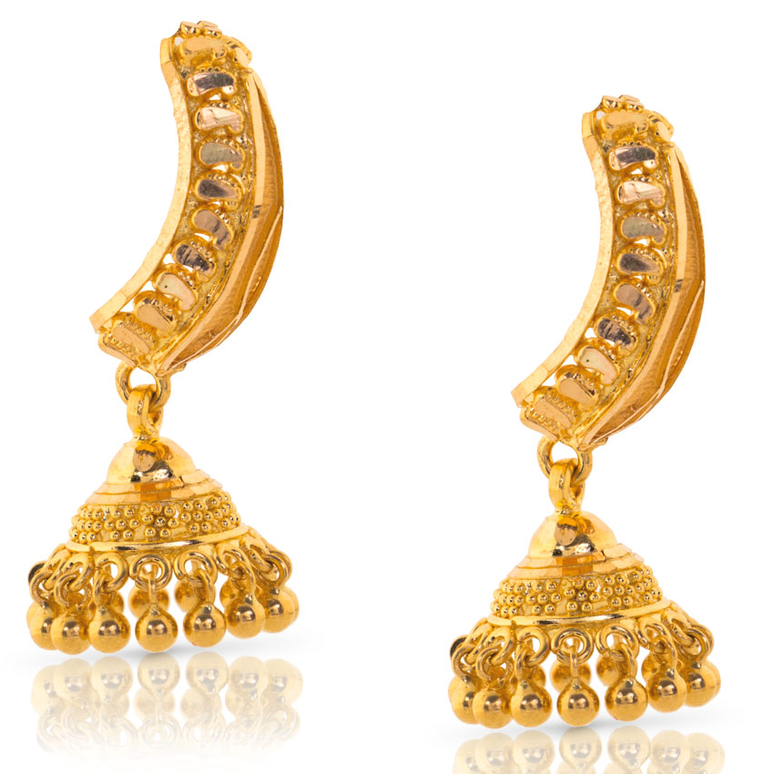 Jeel Beaded Gold Jhumkas Jeel Beaded Gold Jhumkas