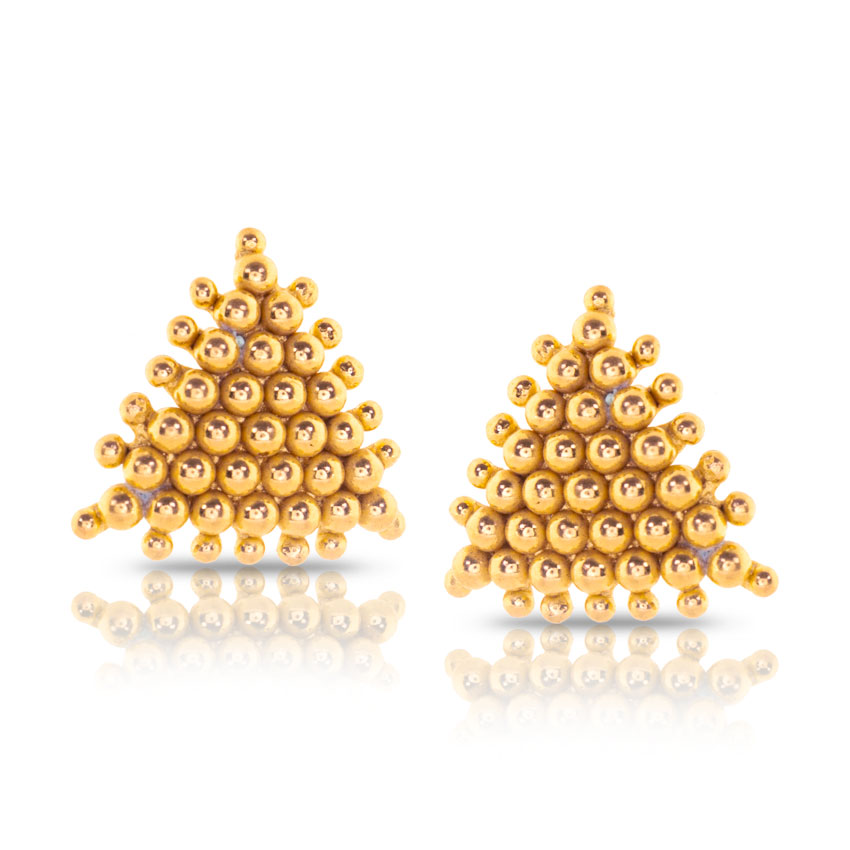 Feni Granulated Gold Stud Earrings