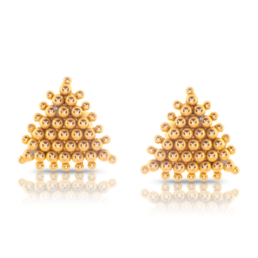 Feni Granulated Gold Stud Earrings