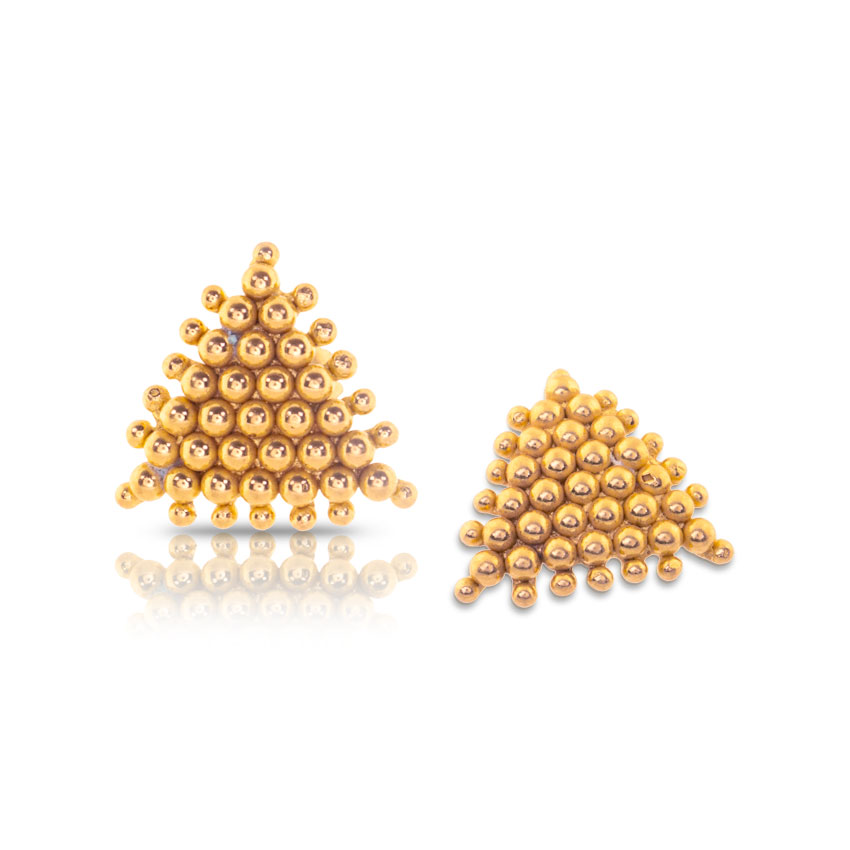 Feni Granulated Gold Stud Earrings