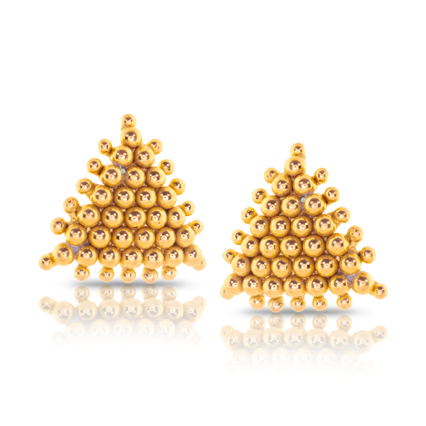Feni Granulated Gold Stud Earrings