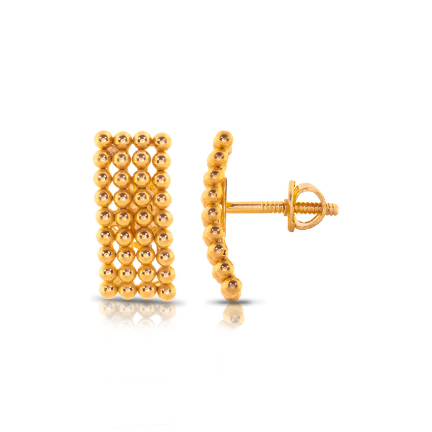 Alpa Granulated Gold Stud Earrings