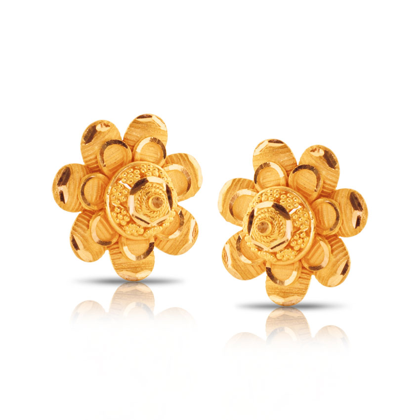 Charmi Floral Gold Stud Earrings
