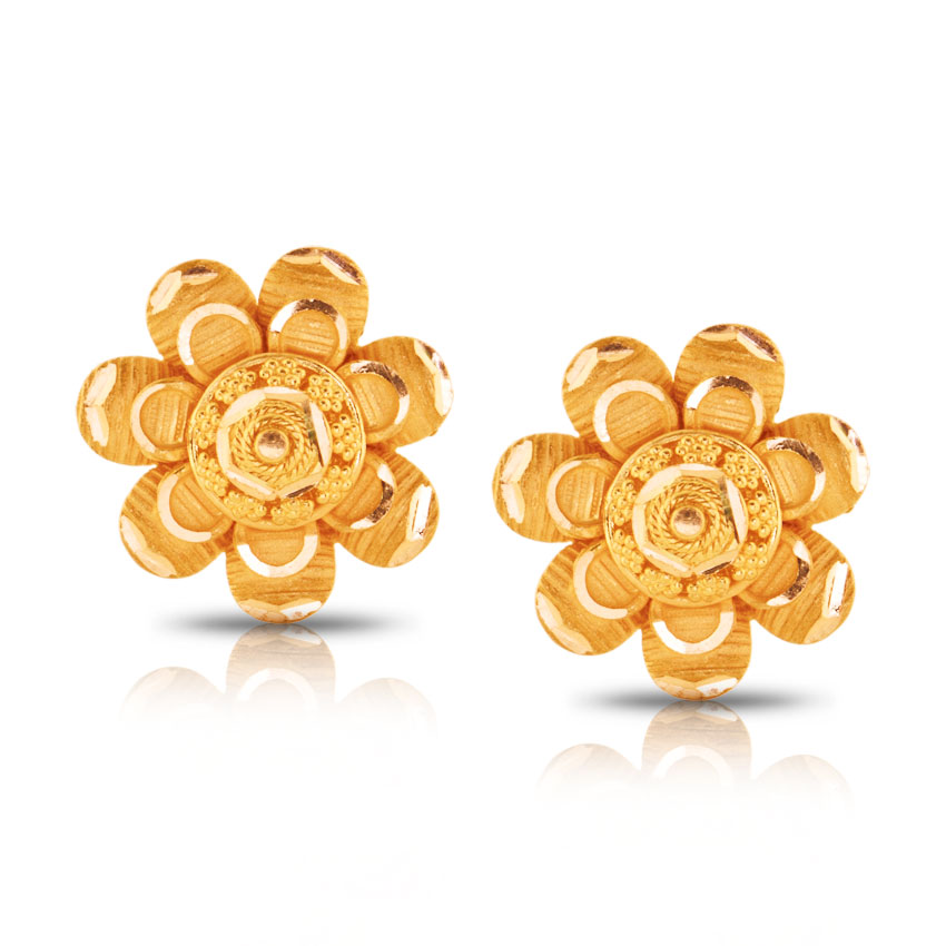 Charmi Floral Gold Stud Earrings