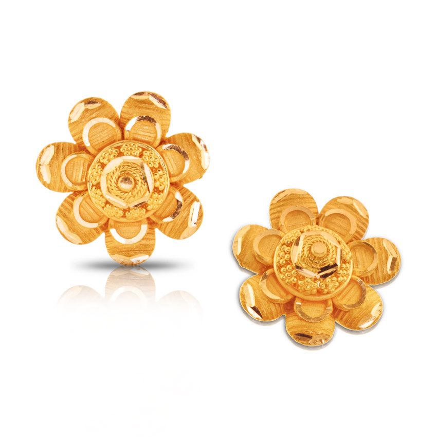 Charmi Floral Gold Stud Earrings