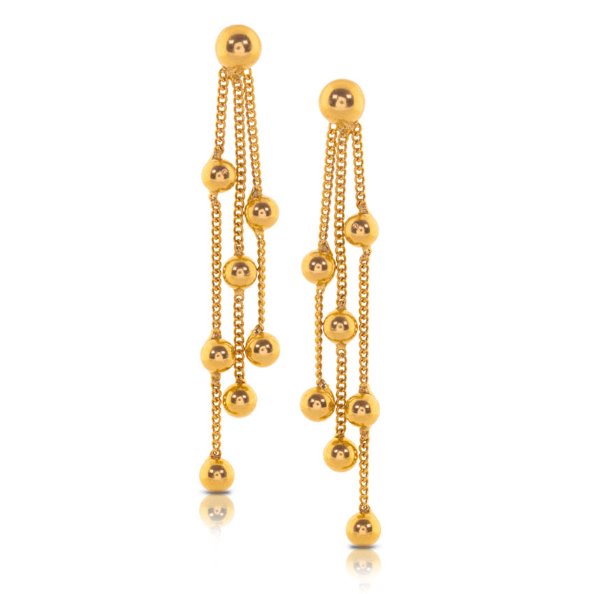 Amika Beaded Gold Drop Earrings