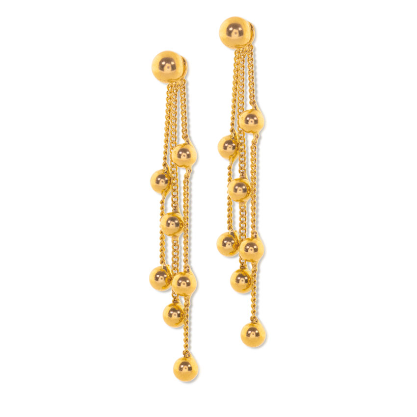Amika Beaded Gold Drop Earrings