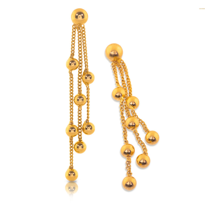 Amika Beaded Gold Drop Earrings