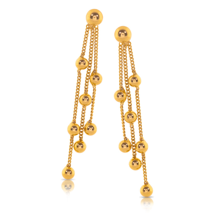 Amika Beaded Gold Drop Earrings