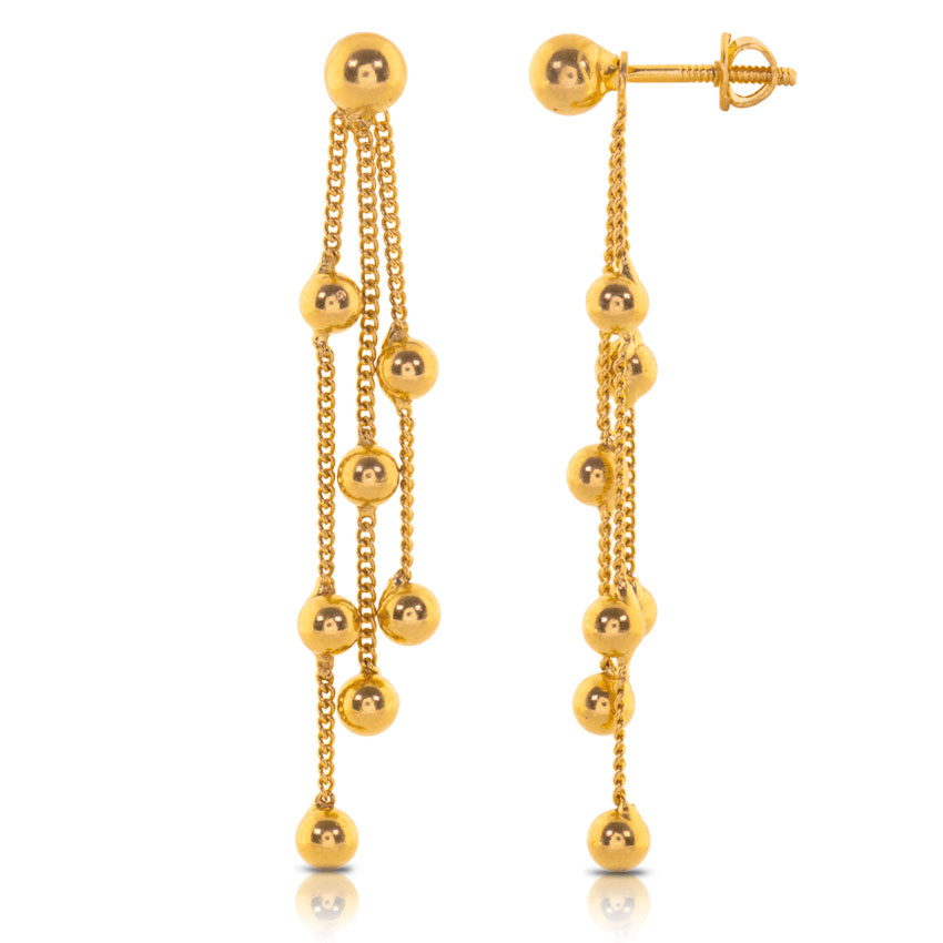 Amika Beaded Gold Drop Earrings