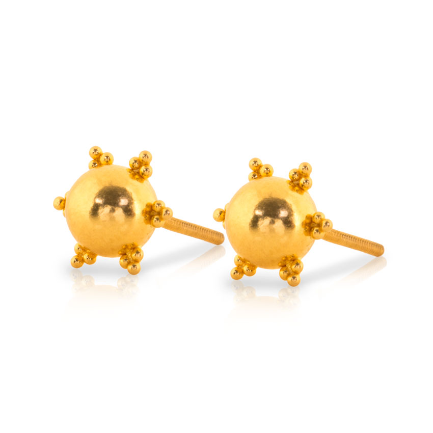 Heral Beaded Gold Stud Earrings