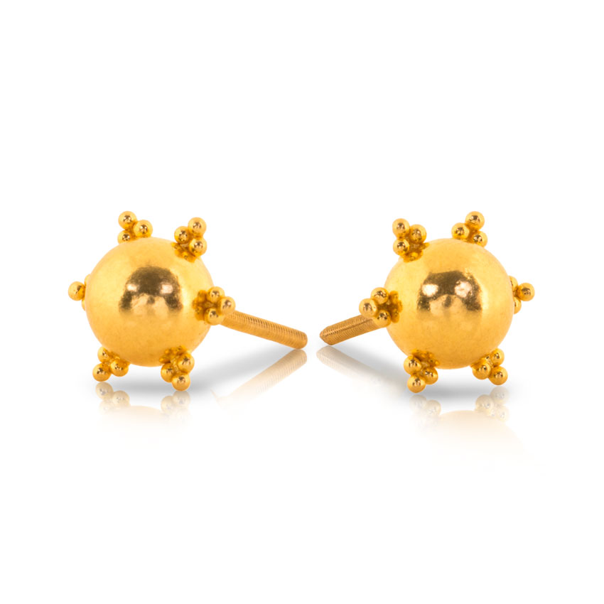 Heral Beaded Gold Stud Earrings