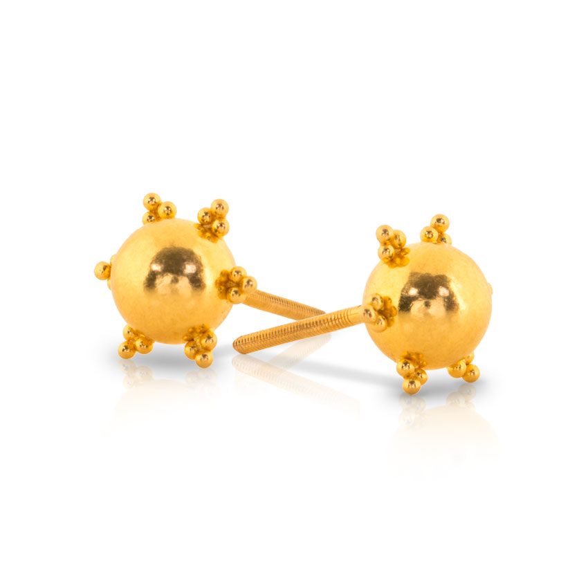 Heral Beaded Gold Stud Earrings