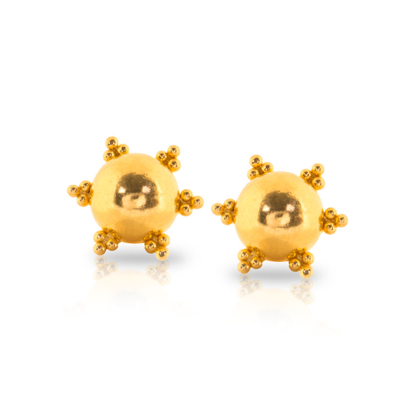 Heral Beaded Gold Stud Earrings