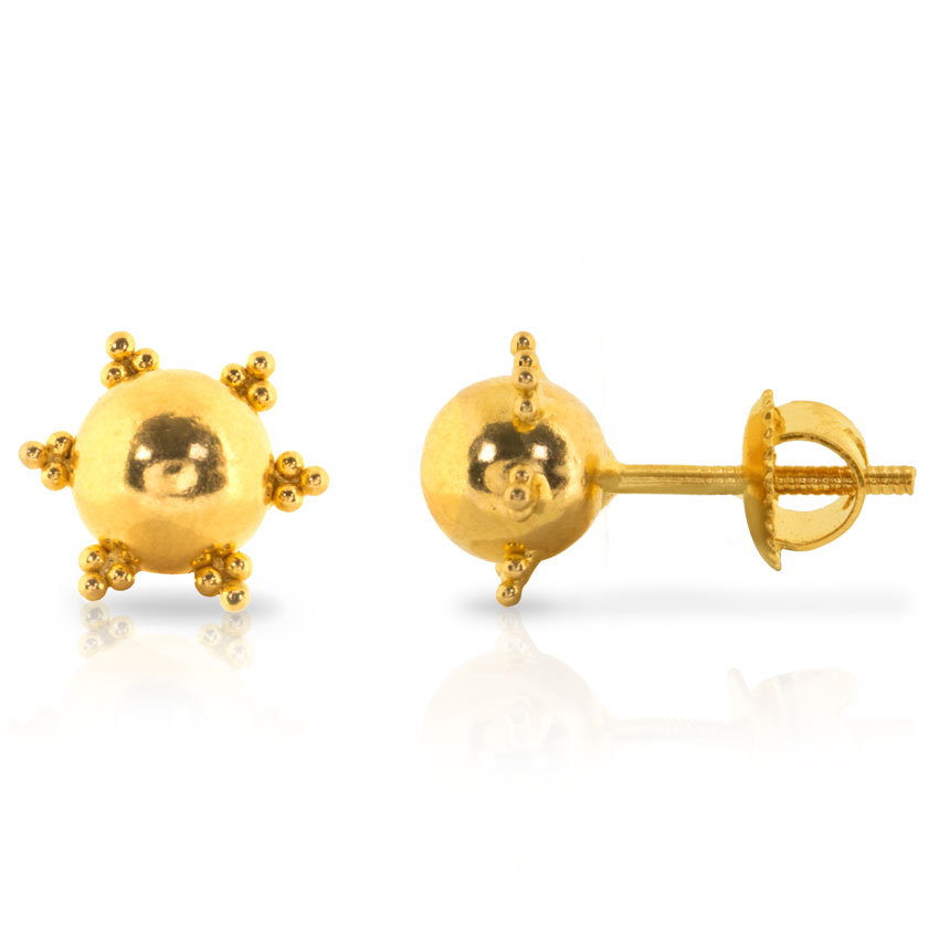 Heral Beaded Gold Stud Earrings