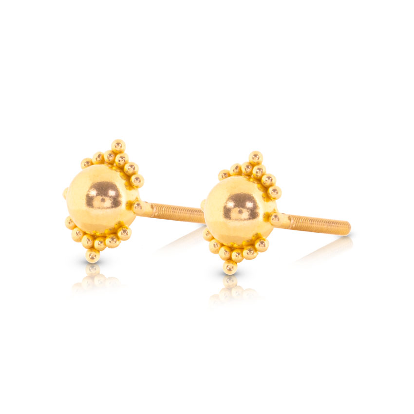 Heta Beaded Gold Stud Earrings