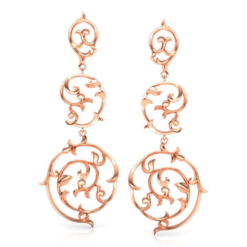 Swirl Filigree Gold Drop Earrings