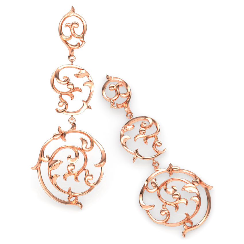 Swirl Filigree Gold Drop Earrings
