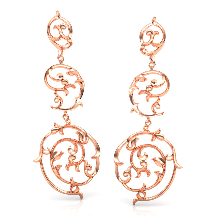 Swirl Filigree Gold Drop Earrings