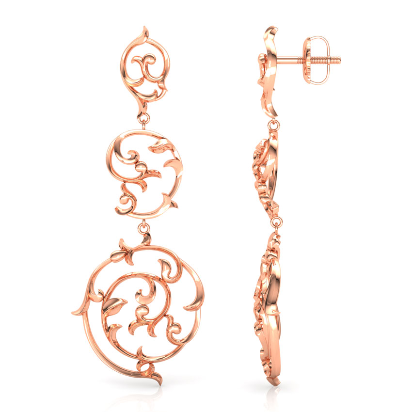 Swirl Filigree Gold Drop Earrings