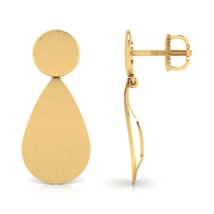 Gold Earrings 18 Karat Yellow Gold Tia Stamped Drop Earrings