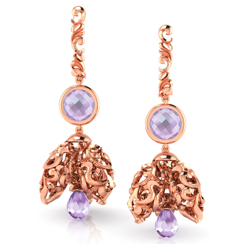 Amethyst Filigree Gemstone Jhumkas