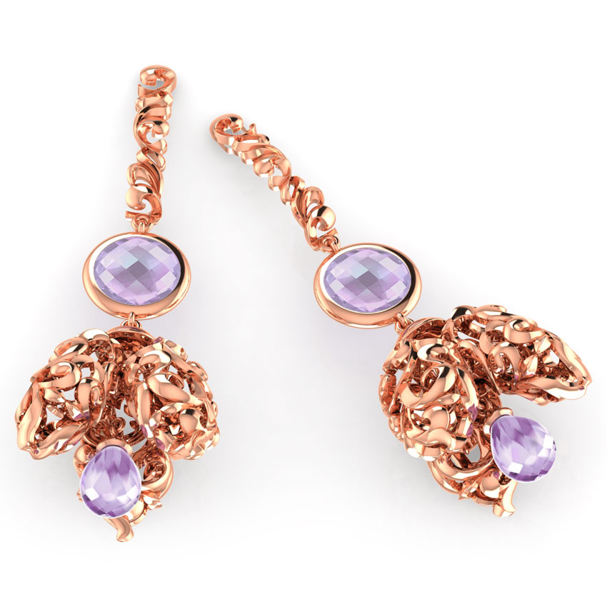 Amethyst Filigree Gemstone Jhumkas