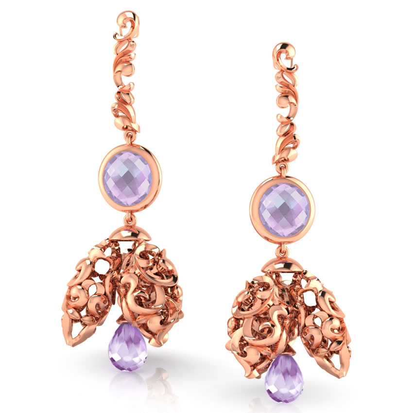 Amethyst Filigree Gemstone Jhumkas