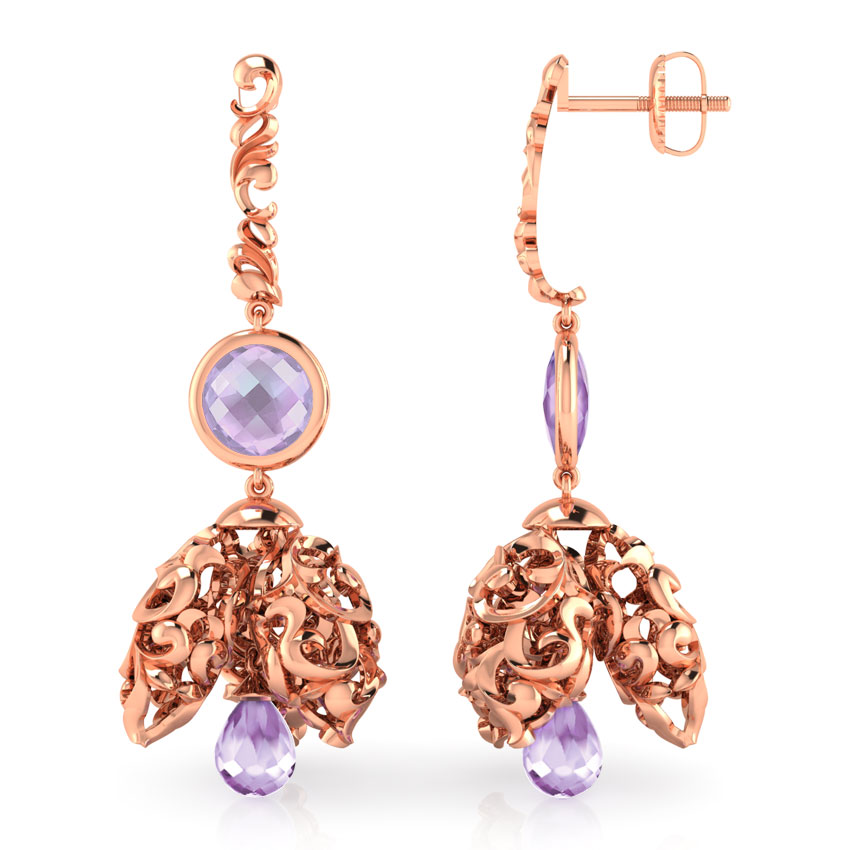 Amethyst Filigree Gemstone Jhumkas