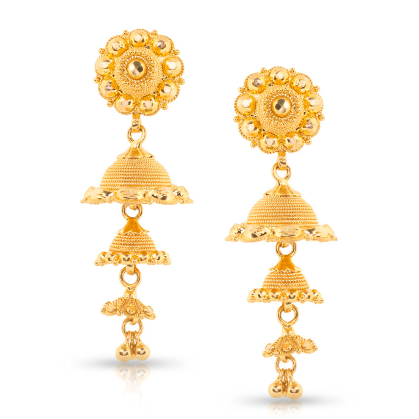 Lilly Beaded Gold Jhumkas